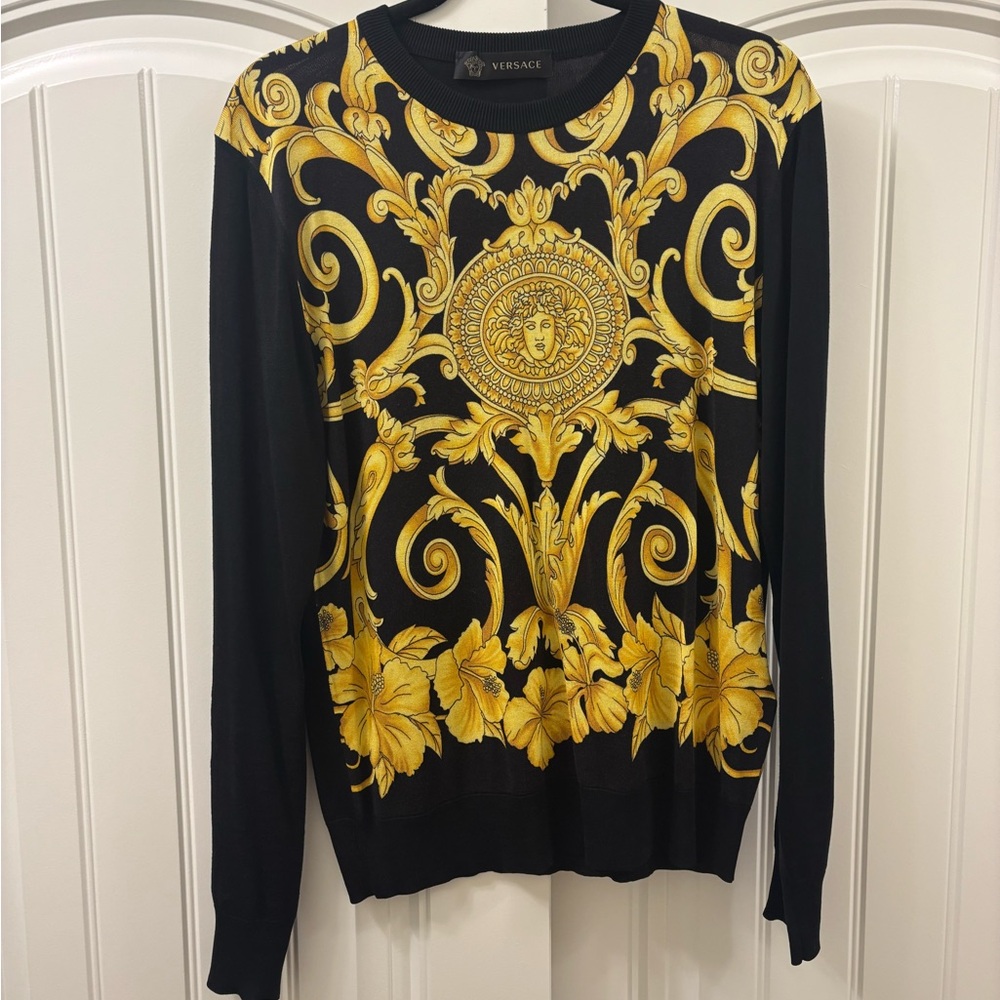 Versace Black and Gold Ornate Sweater
